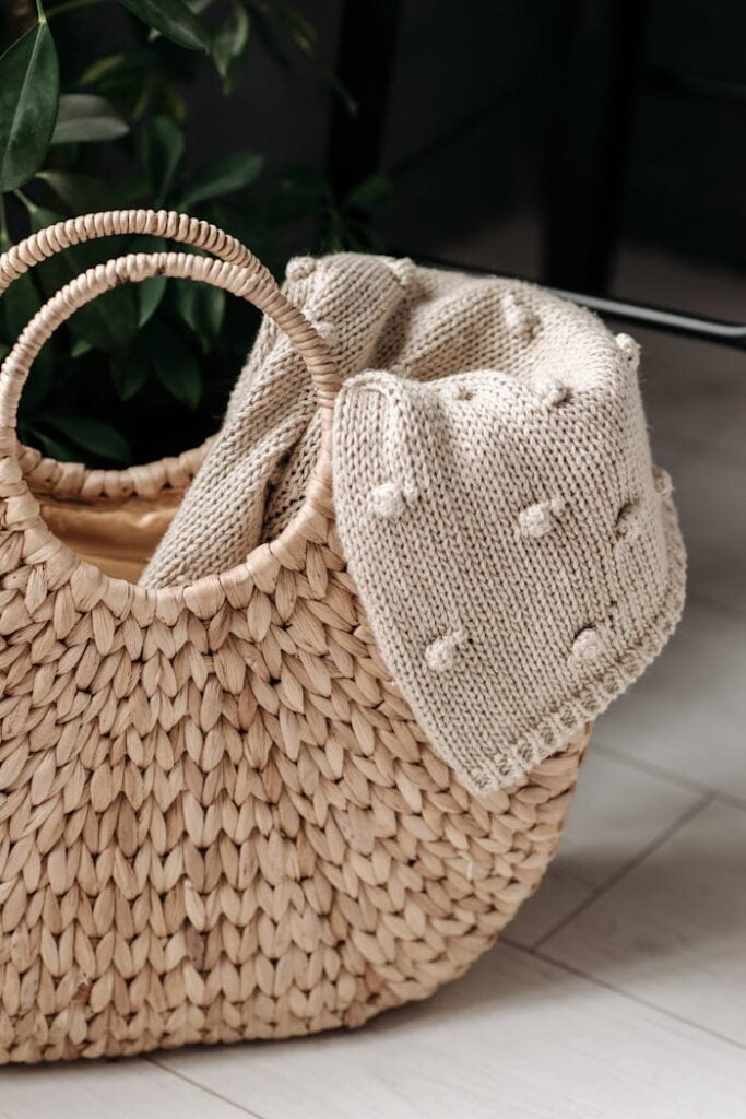 Close-Up Shot of a Woven Basket